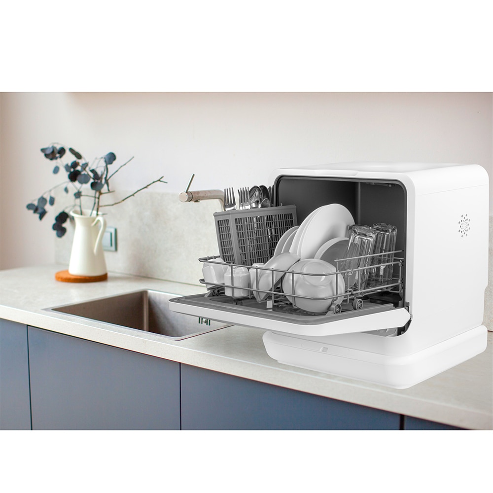 Masina de spalat vase independenta TURBIONAIRE AVA 3 TPDSAVA3CTD, 3 seturi, 6 programe, 44 cm, Clasa F, alb