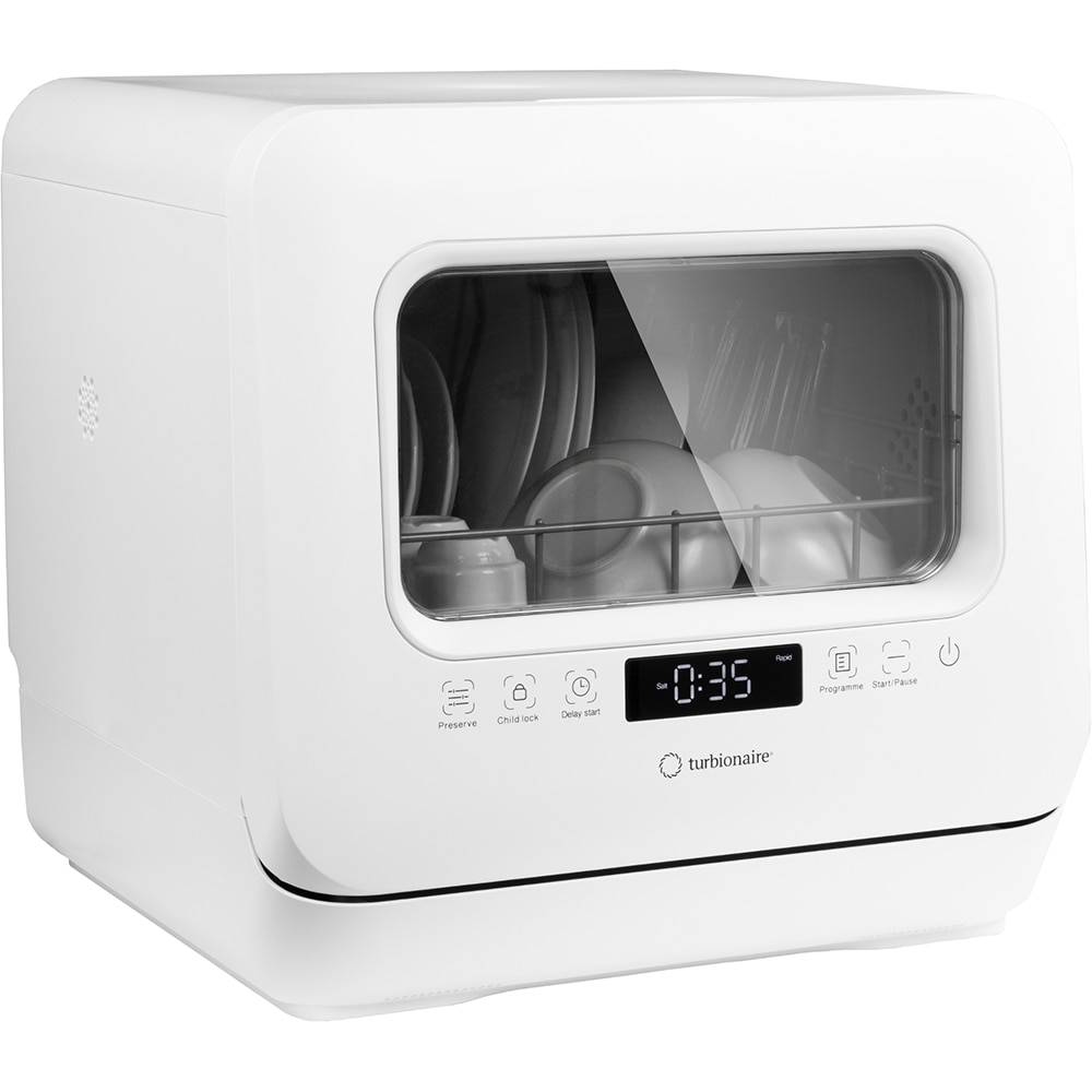 Masina de spalat vase independenta TURBIONAIRE AVA 3 TPDSAVA3CTD, 3 seturi, 6 programe, 44 cm, Clasa F, alb