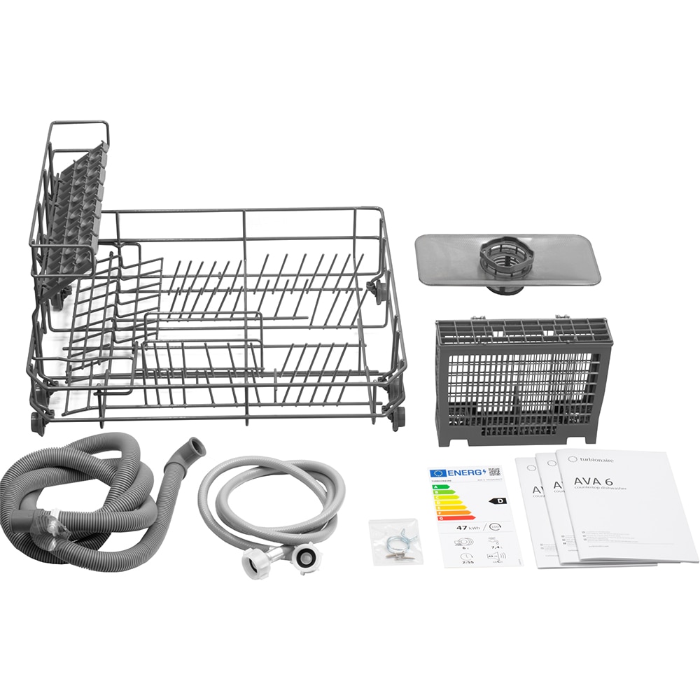 Masina de spalat vase independenta TURBIONAIRE AVA 6 TPDSAVA6CT, 6 seturi , 6 programe, 55 cm, Clasa D, alb