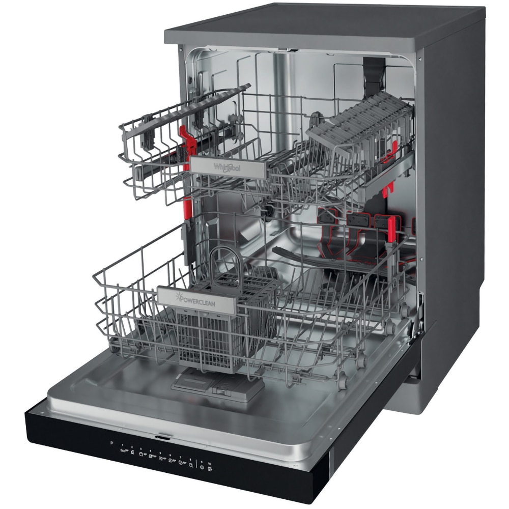 Masina de spalat vase independenta WHIRLPOOL WFO 3O32 N P X, 14 seturi, 10 programe, 60 cm, Clasa D, inox