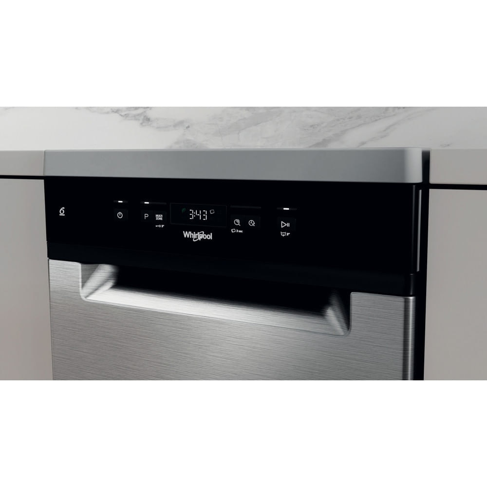 Masina de spalat vase independenta WHIRLPOOL WSFC 3M27 X, 6th Sense, 10 seturi, 6 programe, 45 cm, Clasa E, inox