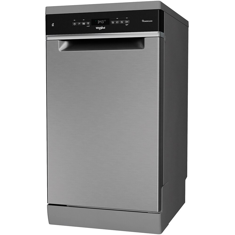 Masina de spalat vase independenta WHIRLPOOL WSFO 3O23 PF X, 10 seturi, 7 programe, 45 cm, Clasa E, inox