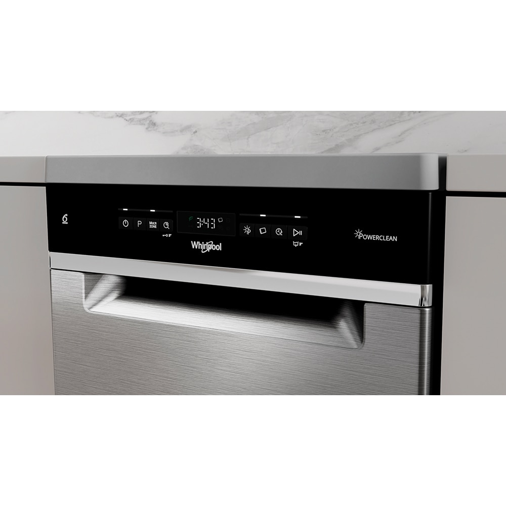 Masina de spalat vase independenta WHIRLPOOL WSFO 3O23 PF X, 10 seturi, 7 programe, 45 cm, Clasa E, inox