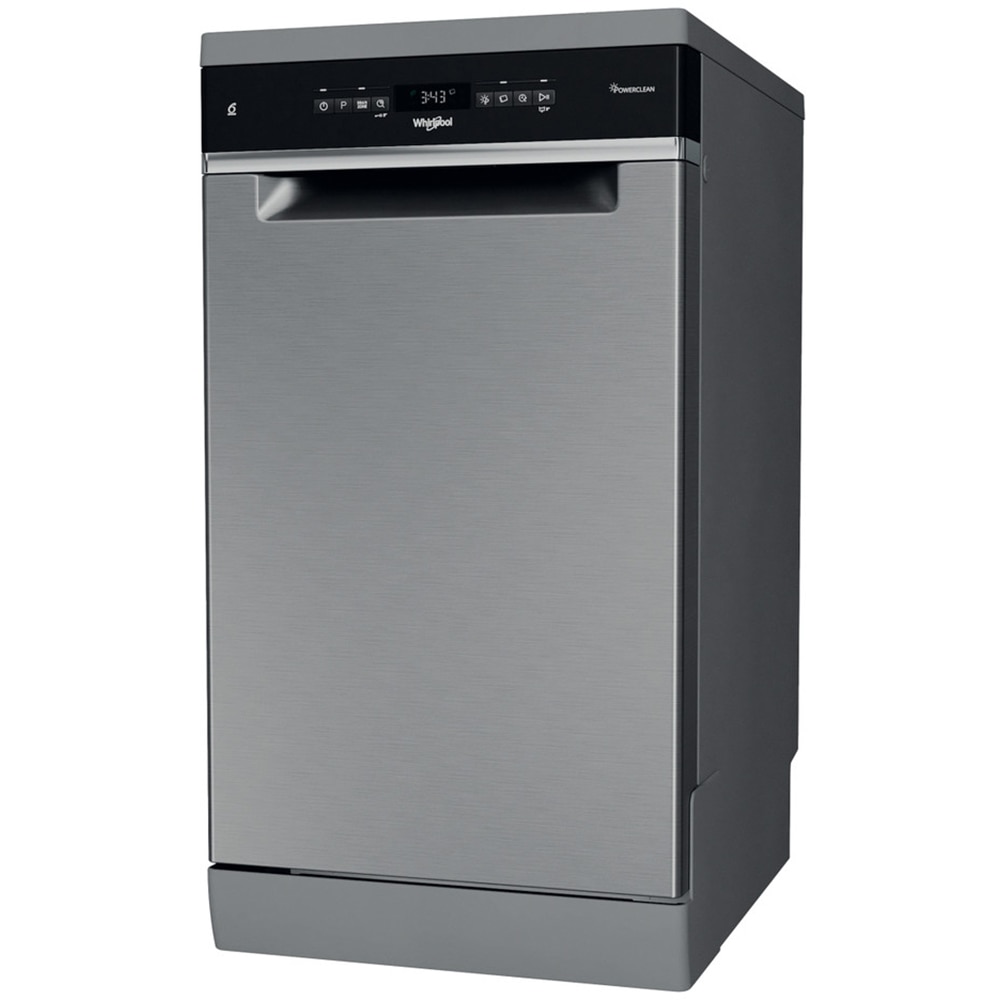 Masina de spalat vase independenta WHIRLPOOL WSFO3O34PFX, 6th sense, 10 seturi, 8 programe, 45 cm, Clasa D, inox