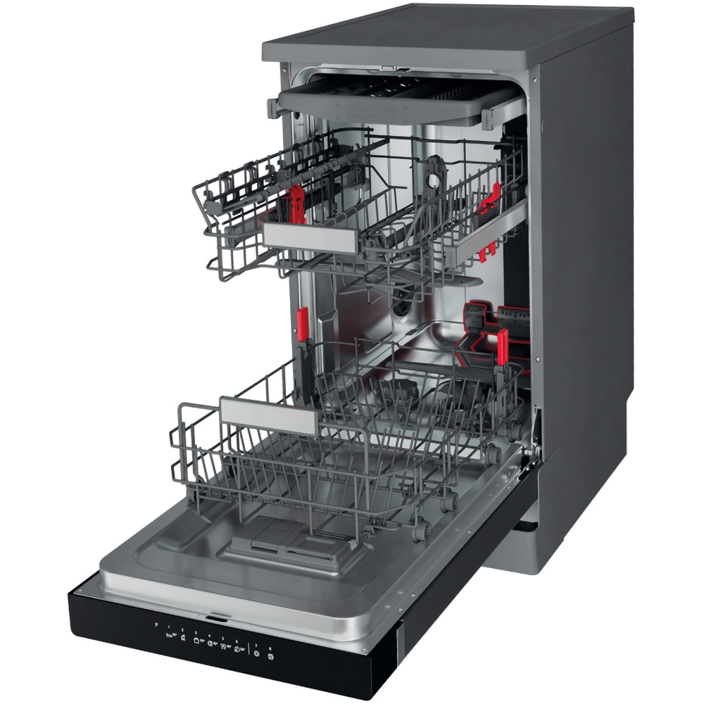 Masina de spalat vase independenta WHIRLPOOL WSFO3O34PFX, 6th sense, 10 seturi, 8 programe, 45 cm, Clasa D, inox