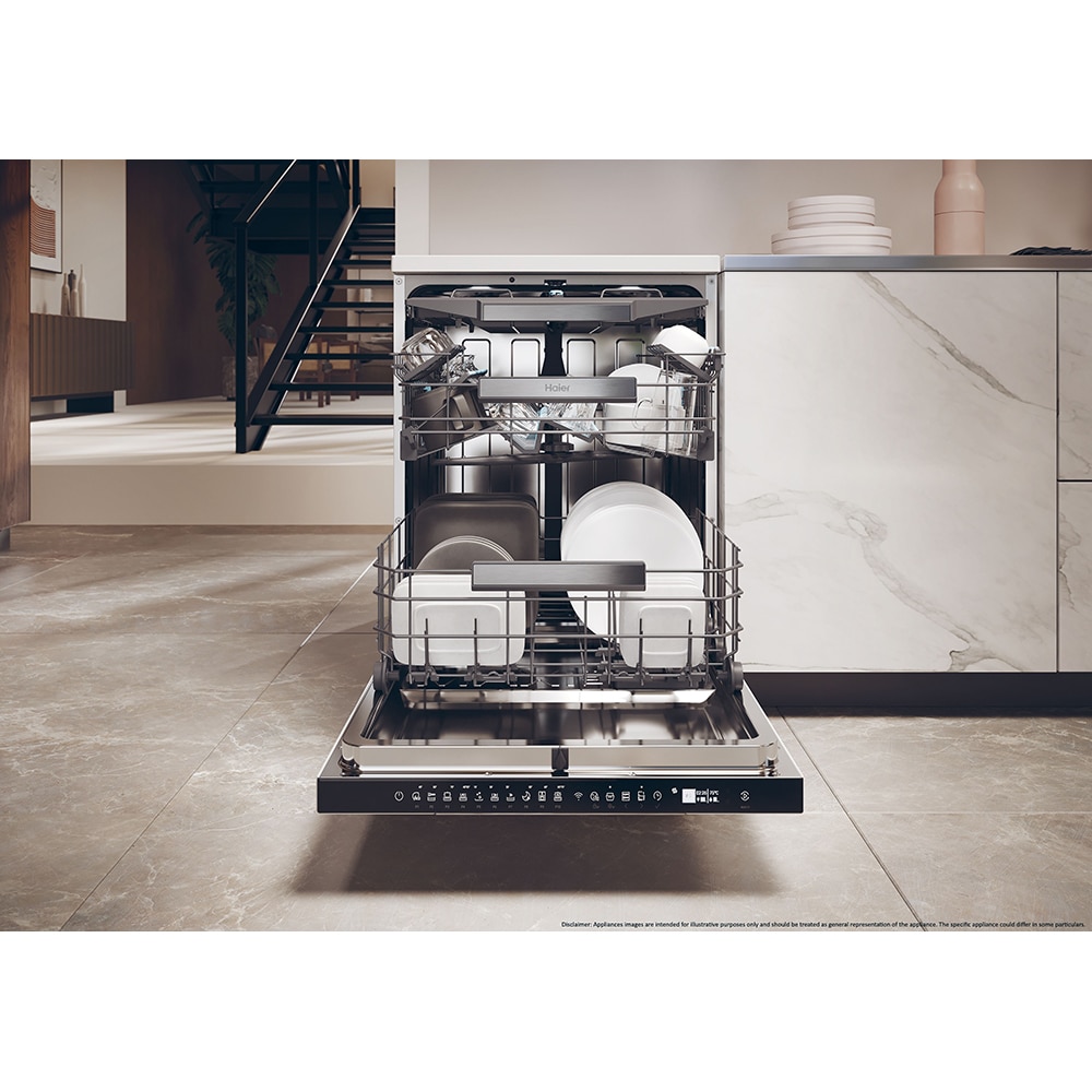 Masina de spalat vase independenta HAIER XF 4A4M4PW, 14 seturi, 10 programe, 60 cm, Clasa A, alb