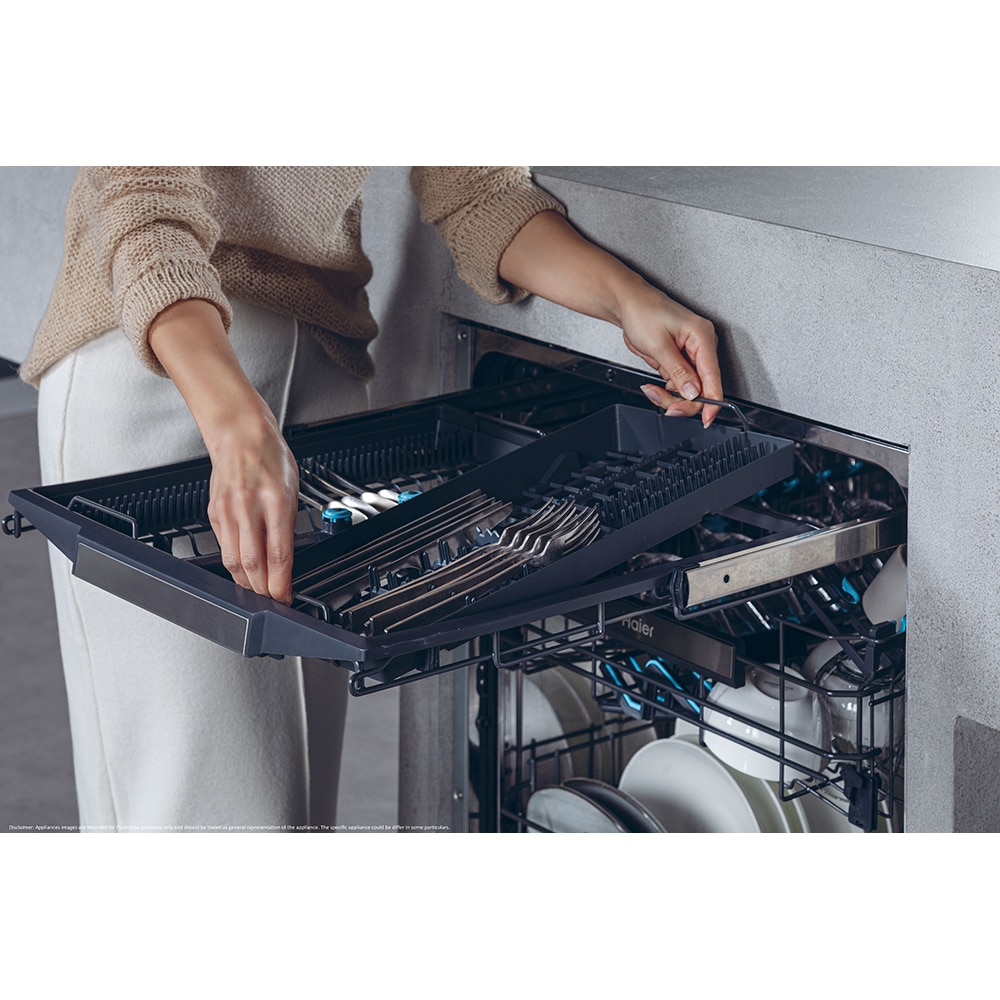 Masina de spalat vase independenta HAIER XF 4A4M4PW, 14 seturi, 10 programe, 60 cm, Clasa A, alb