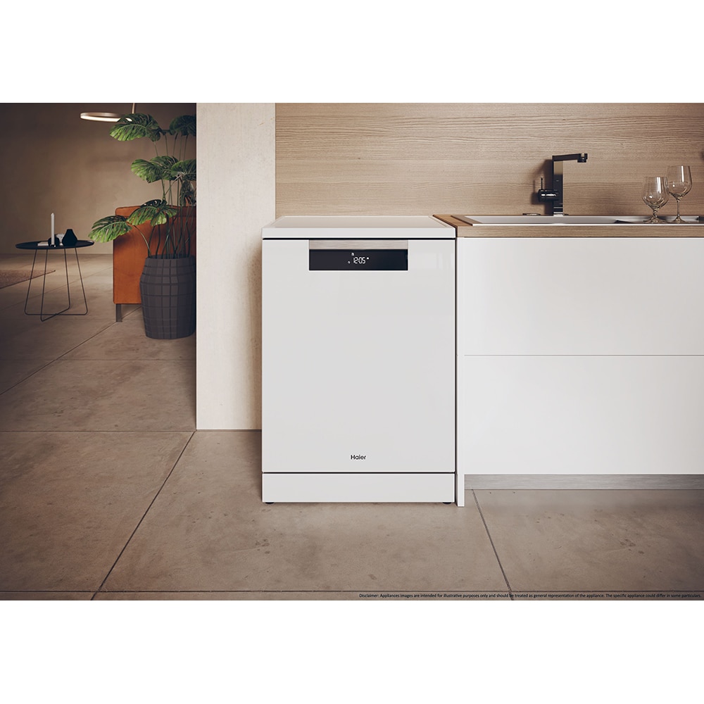 Masina de spalat vase independenta HAIER XF 5C4M1W, 15 seturi, 10 programe, 60 cm, Clasa C, alb