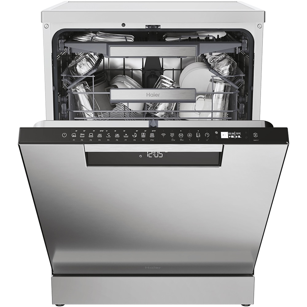 Masina de spalat vase independenta HAIER XF 5CM1X, 15 seturi, 10 programe, 60 cm, Clasa C, inox