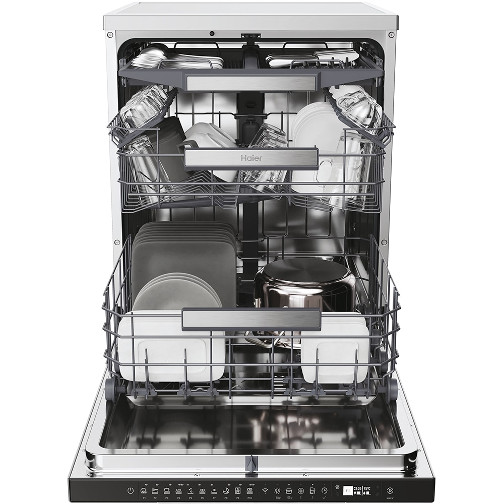 Masina de spalat vase independenta HAIER XF 5CM1X, 15 seturi, 10 programe, 60 cm, Clasa C, inox