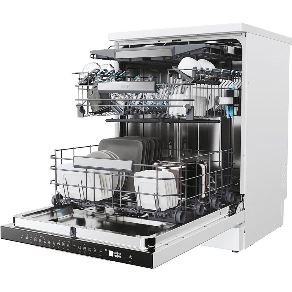 Masina de spalat vase independenta HAIER XF 6B2M3PW, 16 seturi, 10 programe, 60 cm, Clasa B, alb