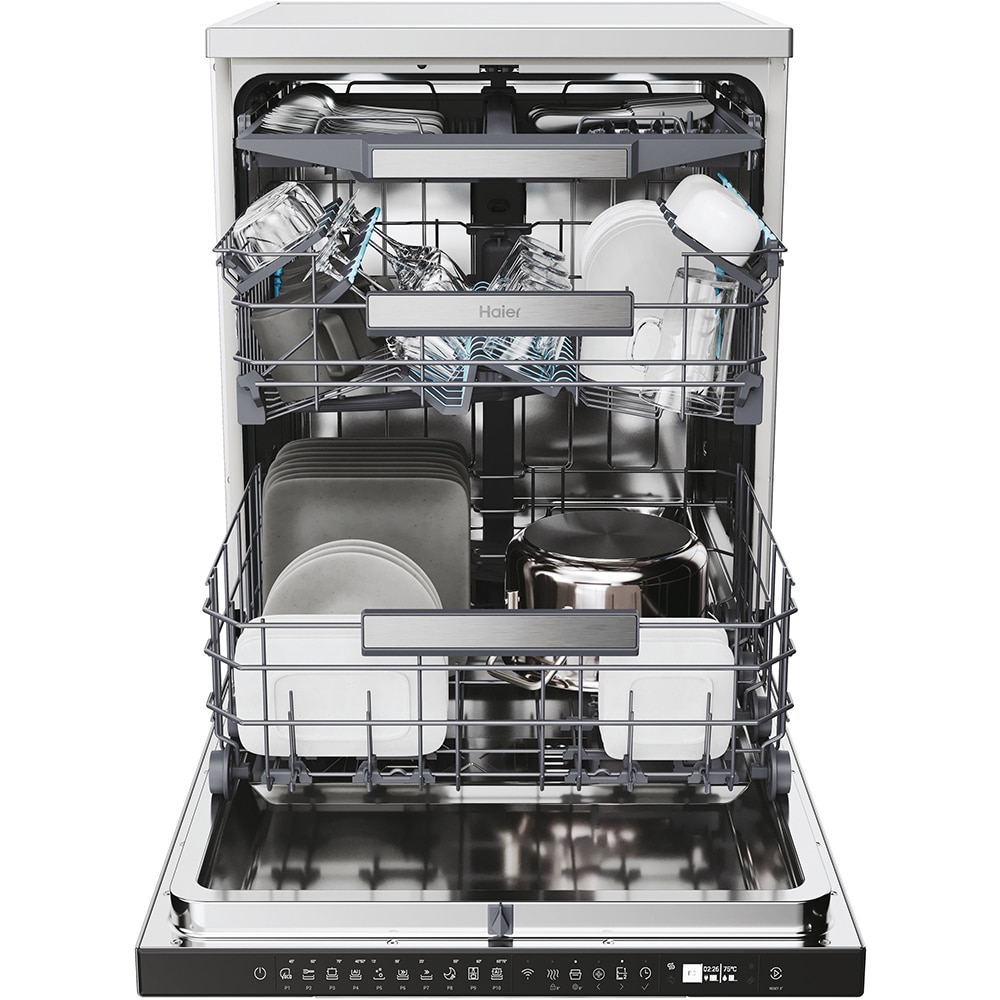 Masina de spalat vase independenta HAIER XF 6B2M3PX, 16 seturi, 10 programe, 60 cm, Clasa B, inox