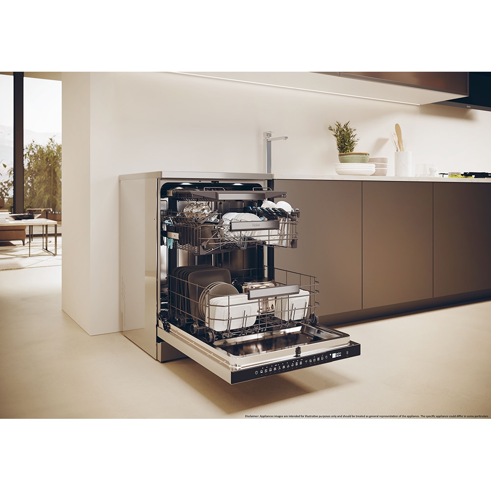 Masina de spalat vase independenta HAIER XF 6B2M3PX, 16 seturi, 10 programe, 60 cm, Clasa B, inox