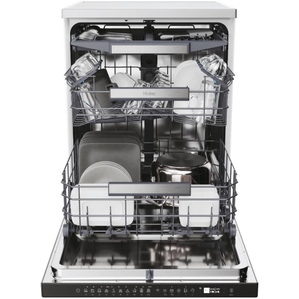 Masina de spalat vase independenta HAIER XF 6C2M1PX, 16 seturi, 10 programe, 60 cm, Clasa C, inox