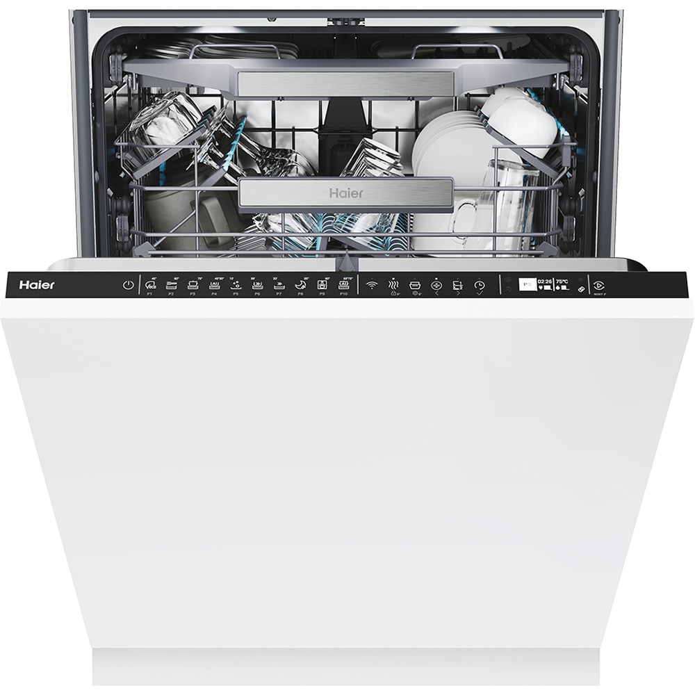 Masina de spalat vase incorporabila HAIER XI 6B0M3PB, 16 seturi, 10 programe, 60 cm, Clasa B, panou comanda negru