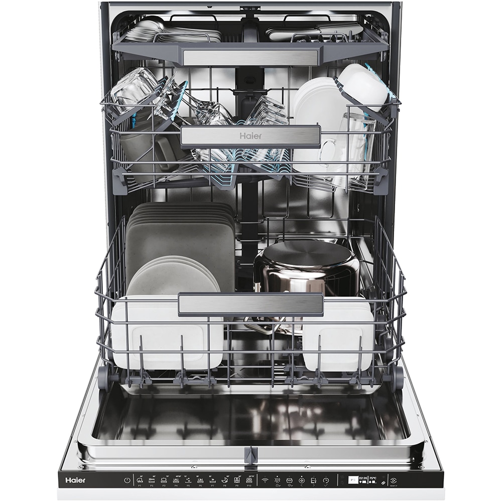 Masina de spalat vase incorporabila HAIER XI 6B0M3PB, 16 seturi, 10 programe, 60 cm, Clasa B, panou comanda negru