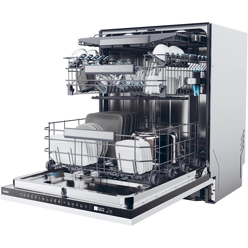 Masina de spalat vase incorporabila HAIER XI 6B0M3PB, 16 seturi, 10 programe, 60 cm, Clasa B, panou comanda negru