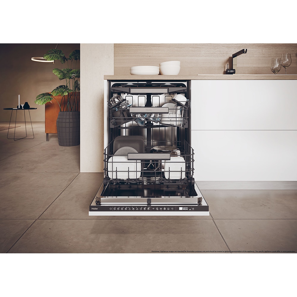 Masina de spalat vase incorporabila HAIER XI 6B0M3PB, 16 seturi, 10 programe, 60 cm, Clasa B, panou comanda negru