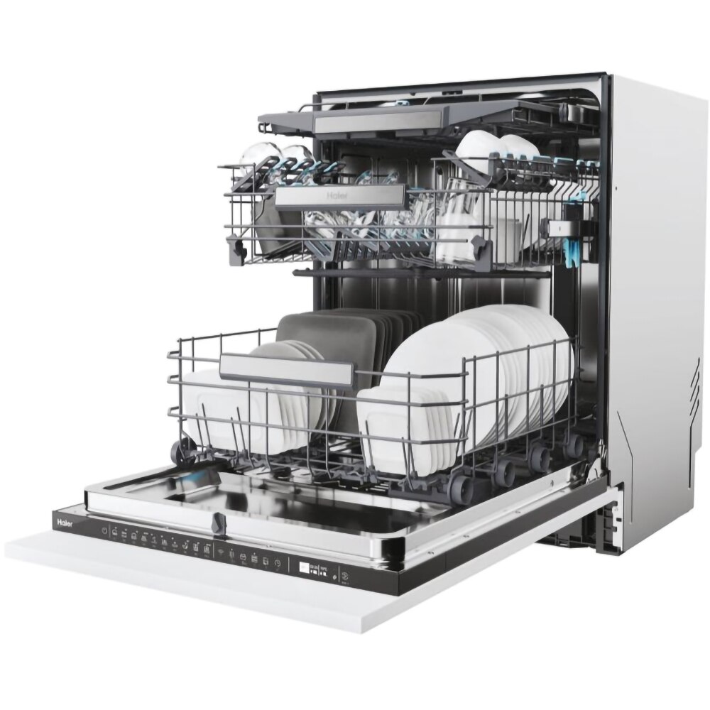 Masina de spalat vase incorporabila HAIER XS 4A4M4PB, 14 seturi, 10 programe, 60 cm, Clasa A, panou comanda negru