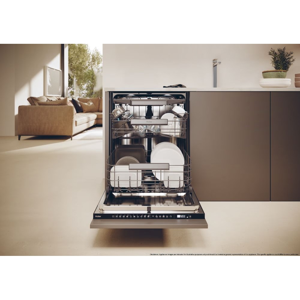 Masina de spalat vase incorporabila HAIER XS 4A4M4PB, 14 seturi, 10 programe, 60 cm, Clasa A, panou comanda negru