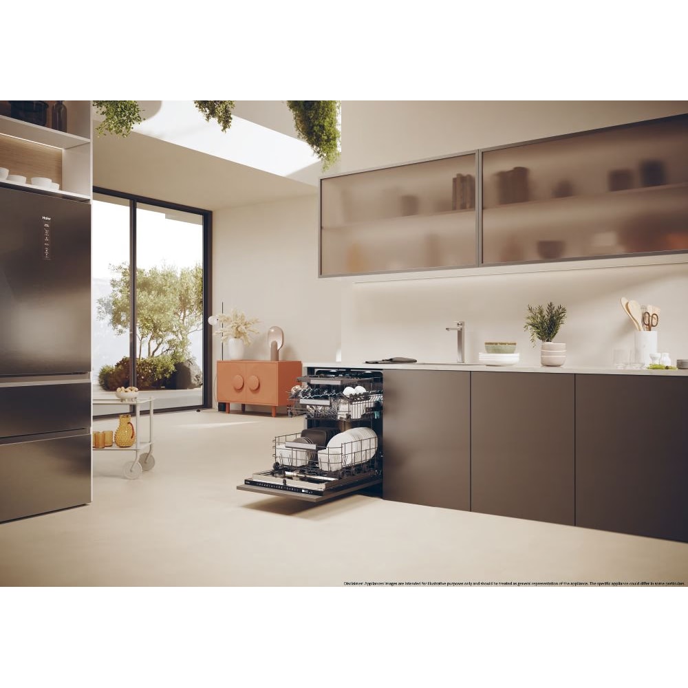 Masina de spalat vase incorporabila HAIER XS 4A4M4PB, 14 seturi, 10 programe, 60 cm, Clasa A, panou comanda negru