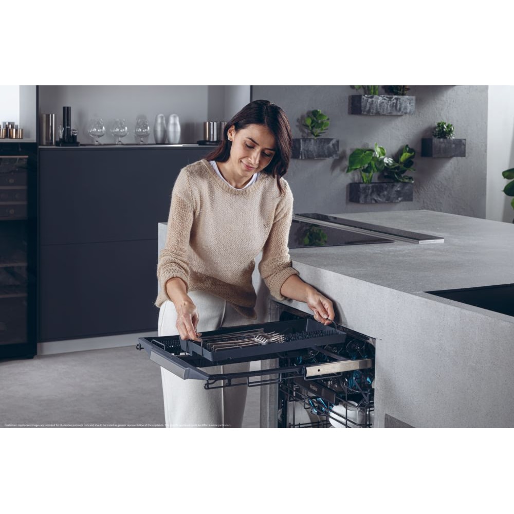 Masina de spalat vase incorporabila HAIER XS 4A4M4PB, 14 seturi, 10 programe, 60 cm, Clasa A, panou comanda negru