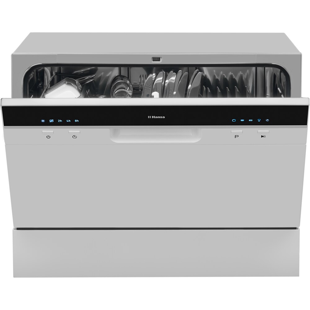 Masina de spalat vase independenta HANSA ZWM556SH, 6 seturi, 5 programe, 55 cm, Clasa F, argintiu