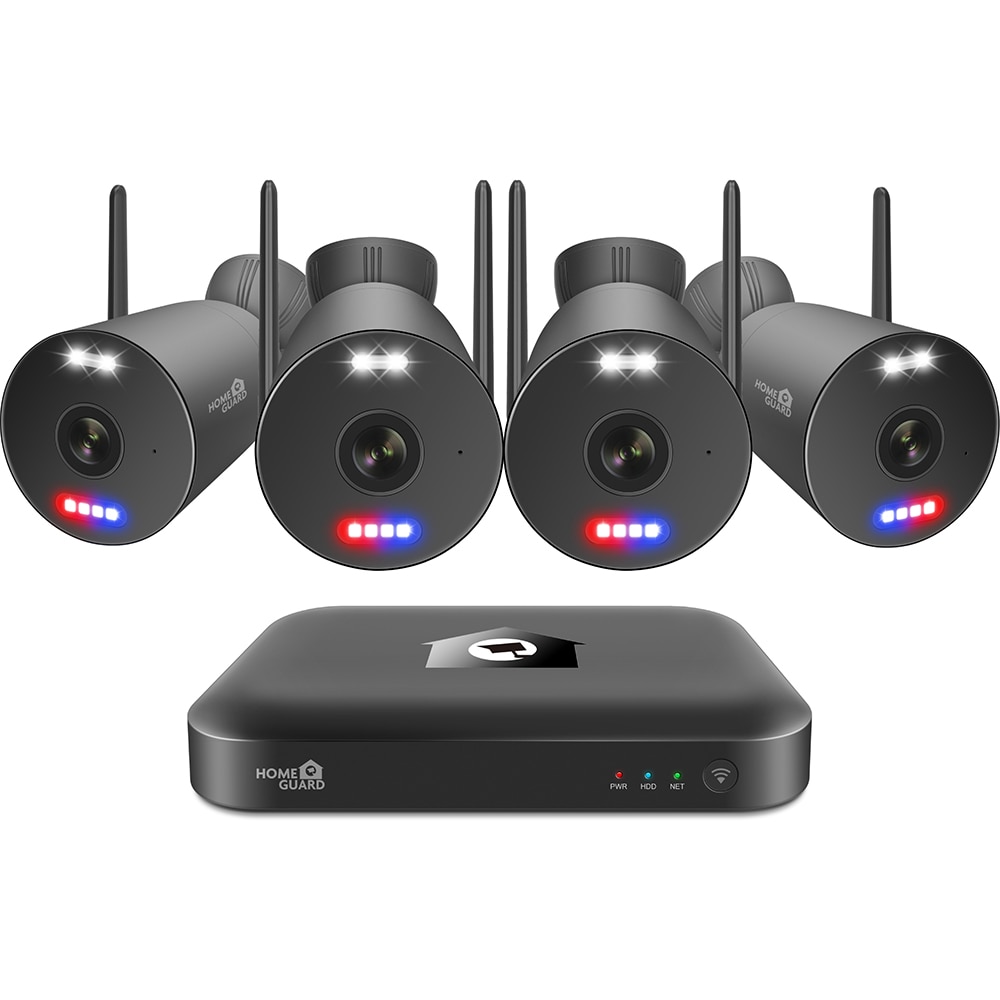 Kit de supraveghere video HOMEGUARD HGNVK109104, 5 Mp, 4 camere, 2880p, Wi-Fi, 10 canale, negru