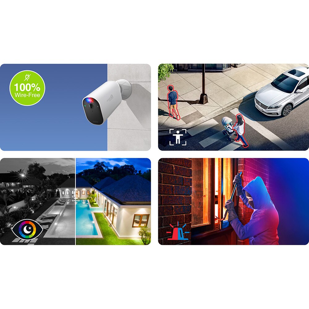 Kit de supraveghere video HOMEGUARD HGWNK-88102, 4MP, 2 camere, 1440p, Wi-Fi, 8 canale, alb
