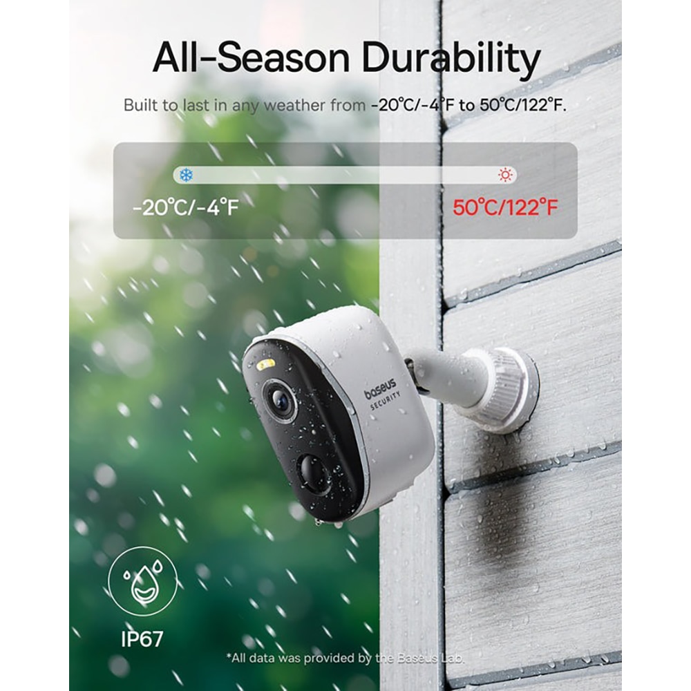 Kit de supraveghere video BASEUS Security N1 Plus Homestation, 2 camere, 2K HD, Wi-Fi, IP67, 16 canale, alb