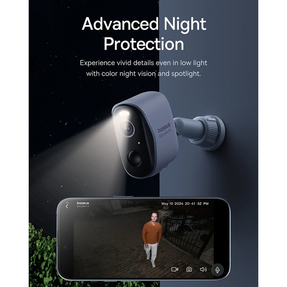 Kit de supraveghere video BASEUS Security N1 Plus Homestation, 2 camere, 2K HD, Wi-Fi, IP67, 16 canale, alb