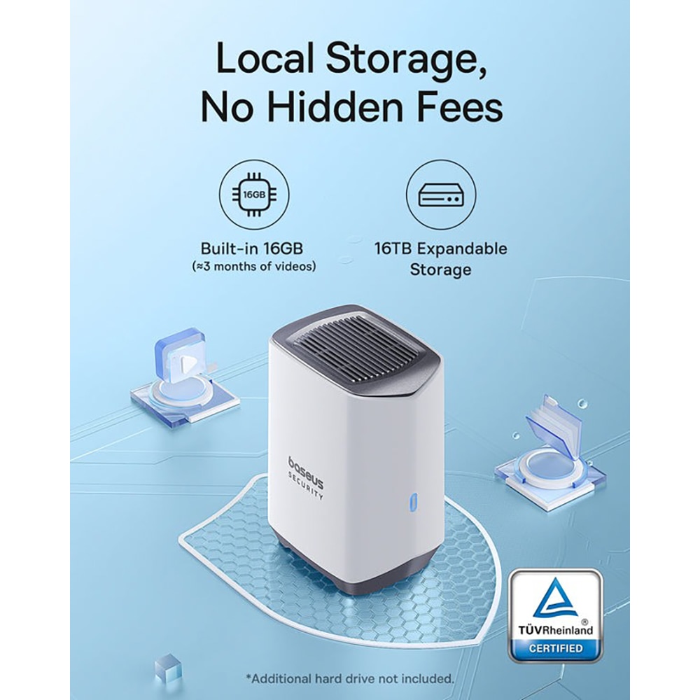 Kit de supraveghere video BASEUS Security N1 Plus Homestation, 2 camere, 2K HD, Wi-Fi, IP67, 16 canale, alb