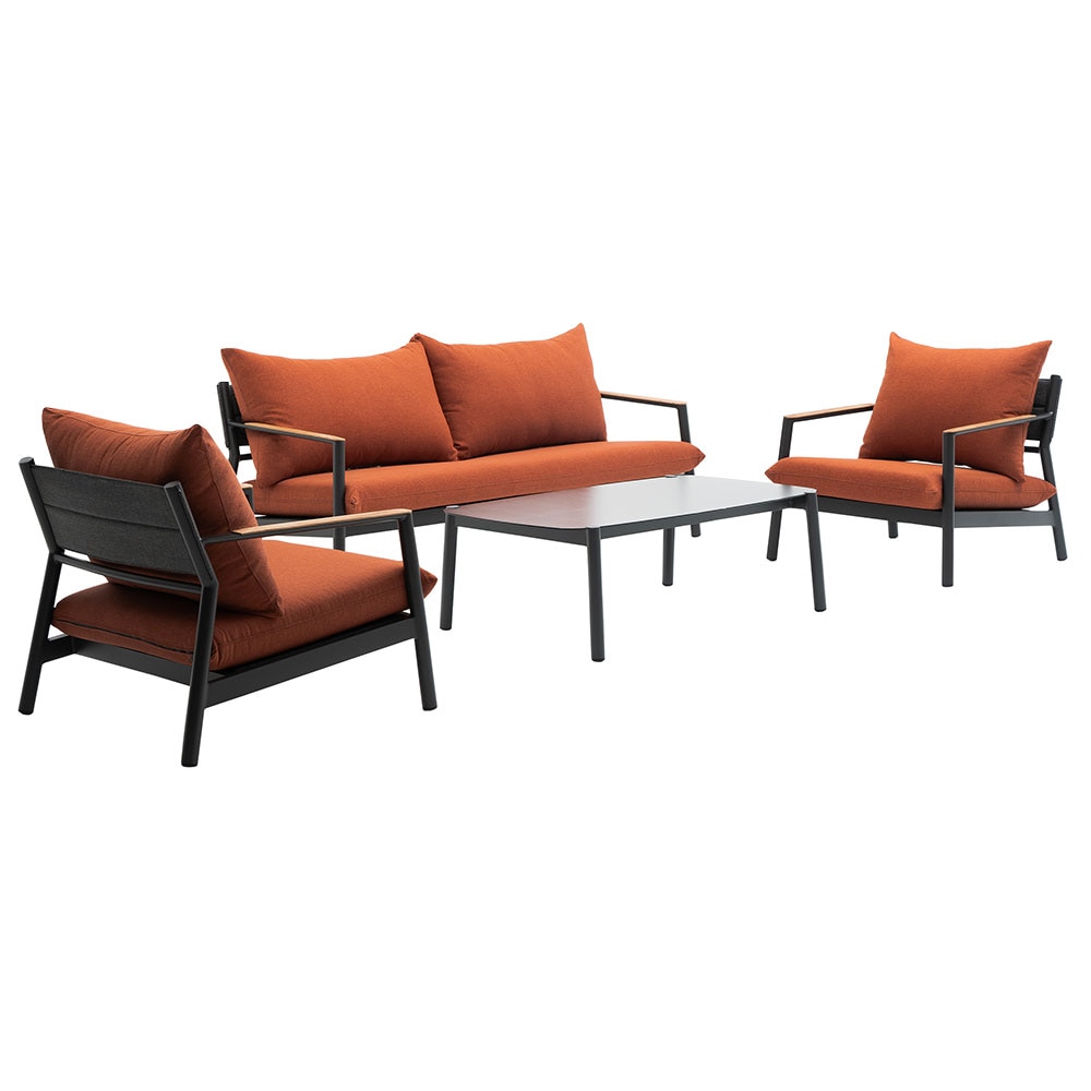 Set mobilier gradina MYRIA Monti, 4 piese, portocaliu-gri inchis