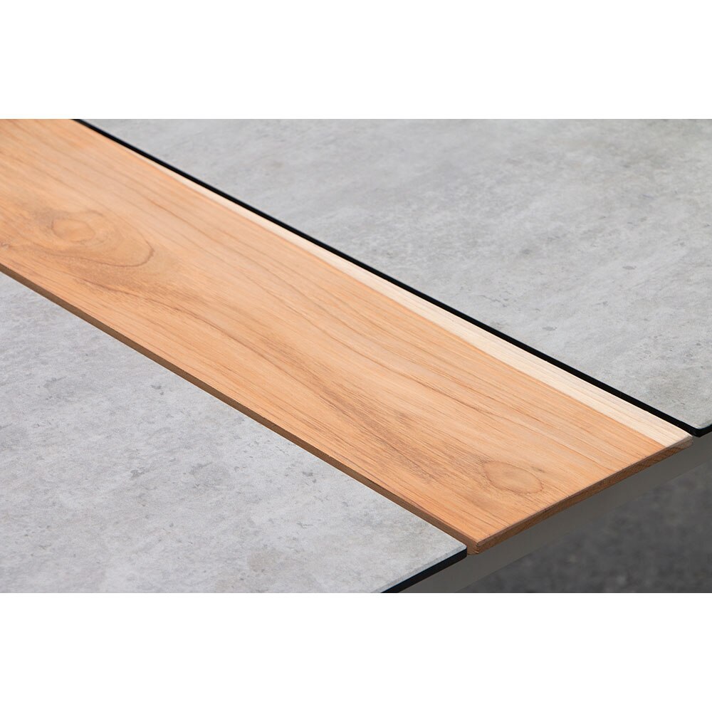 Masa terasa MYRIA Aimar, aluminiu, 200 x 100 x 74.5 cm, alb-gri deschis