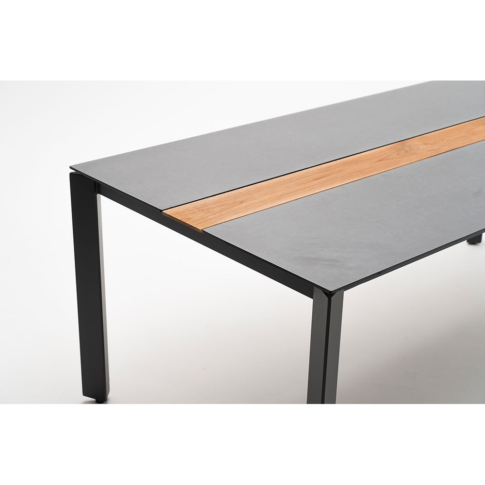 Masa terasa MYRIA Aimar, aluminiu, 200 x 100 x 74.5 cm, gri inchis