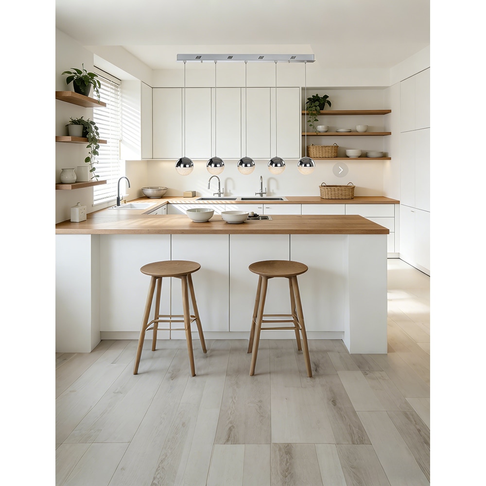 Lustra suspendata MYRIA Atomo, LED, 27W, 96x12x150 cm, crom