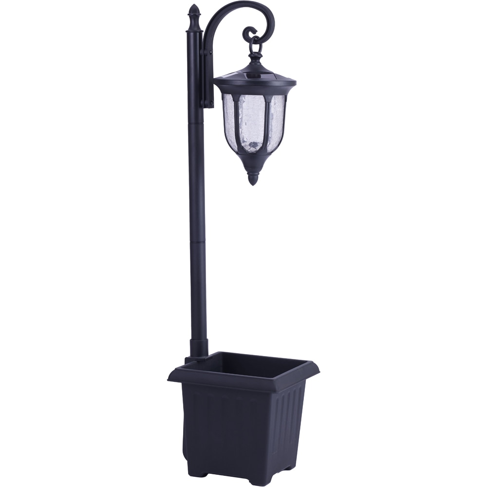Stalp solar tip felinar MYRIA MY10392, cu suport pentru flori, 2x0.2W, 30lm, IP44, negru