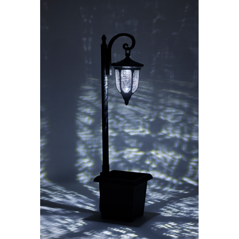 Stalp solar tip felinar MYRIA MY10392, cu suport pentru flori, 2x0.2W, 30lm, IP44, negru