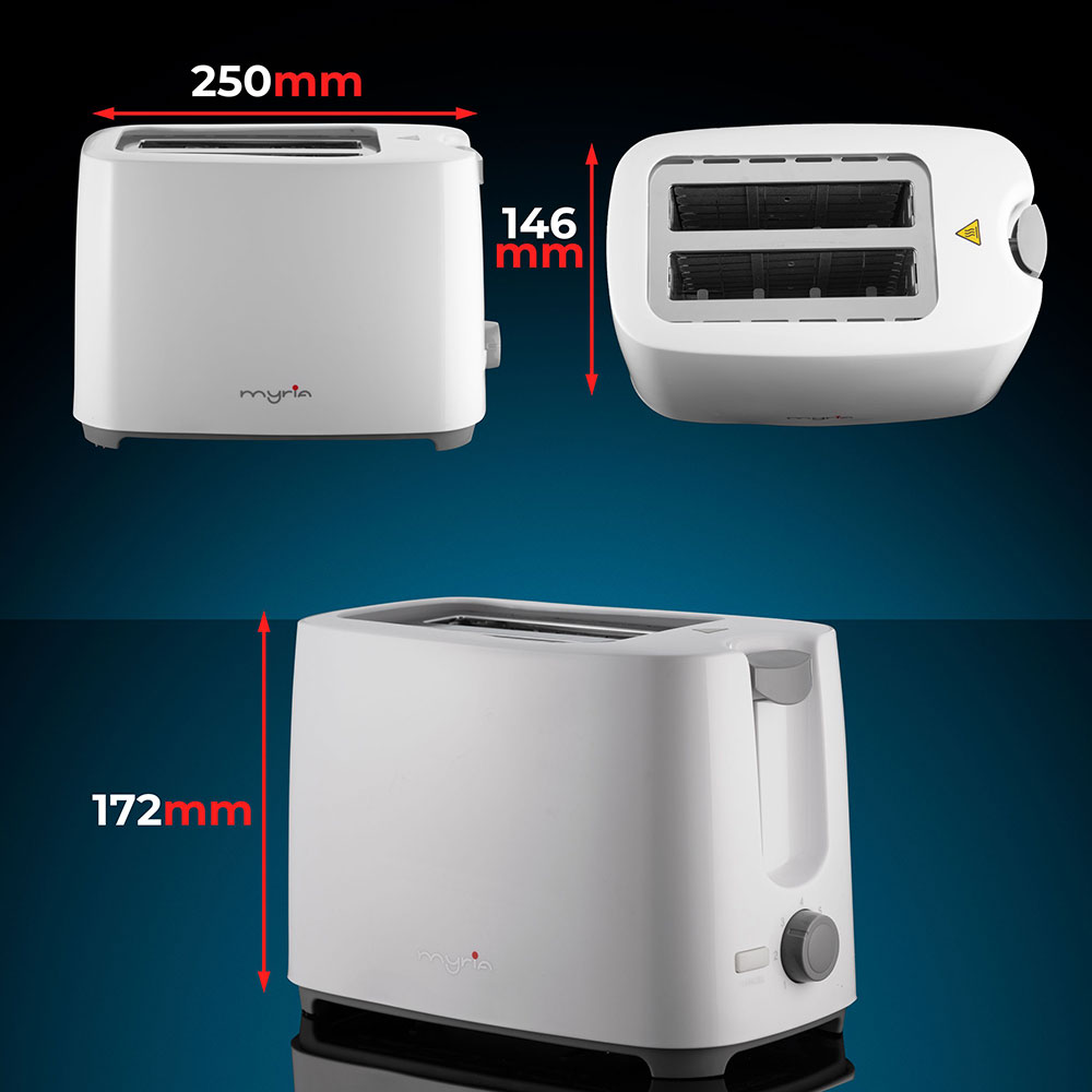 Prajitor de paine MYRIA MY4016, 2 felii, 700W, alb-gri