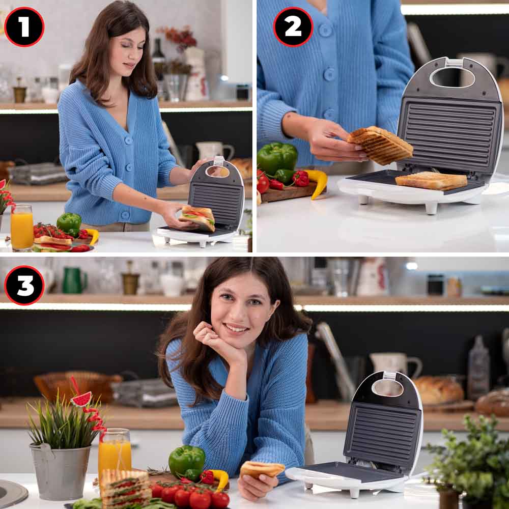 Sandwich maker MYRIA MY4108, 750W, alb 