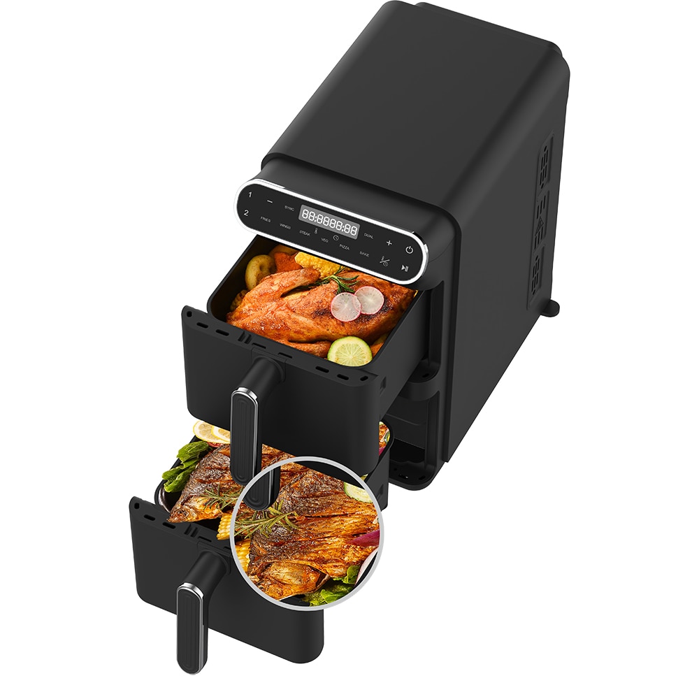 Friteuza cu aer cald dubla MYRIA MY4714, 11l, 2460W, negru