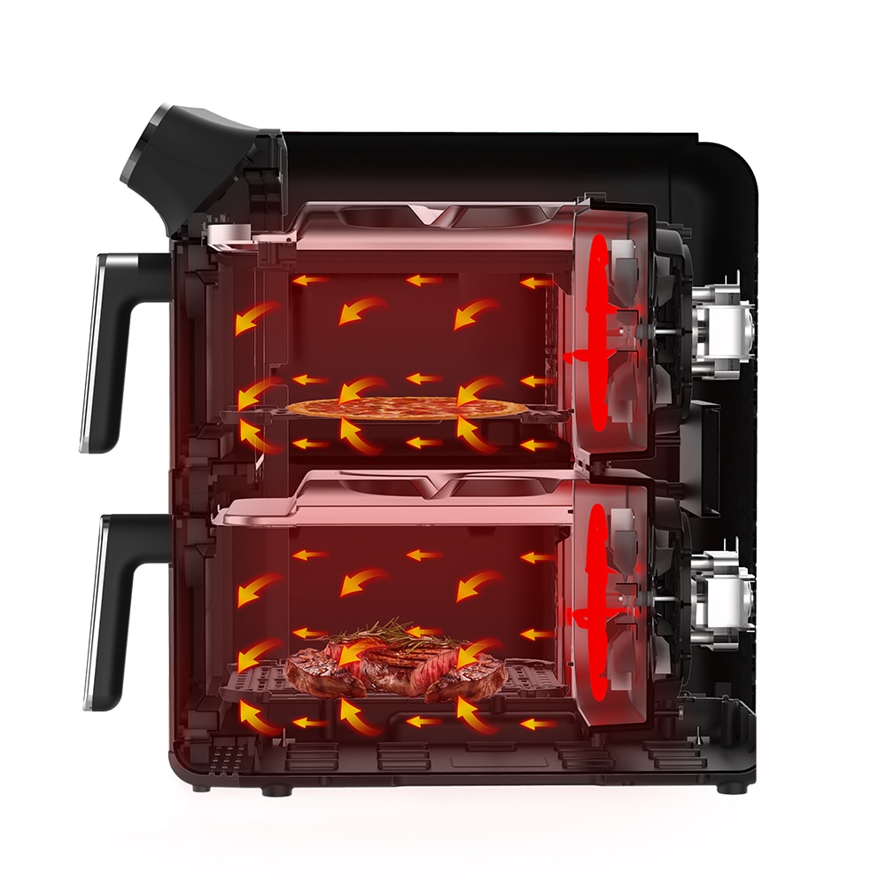 Friteuza cu aer cald dubla MYRIA MY4714, 11l, 2460W, negru