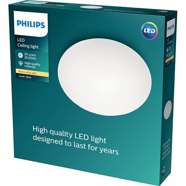 Plafoniera LED PHILIPS myLiving Suede 8718696163627, 36W, 3300lm, lumina calda, alb