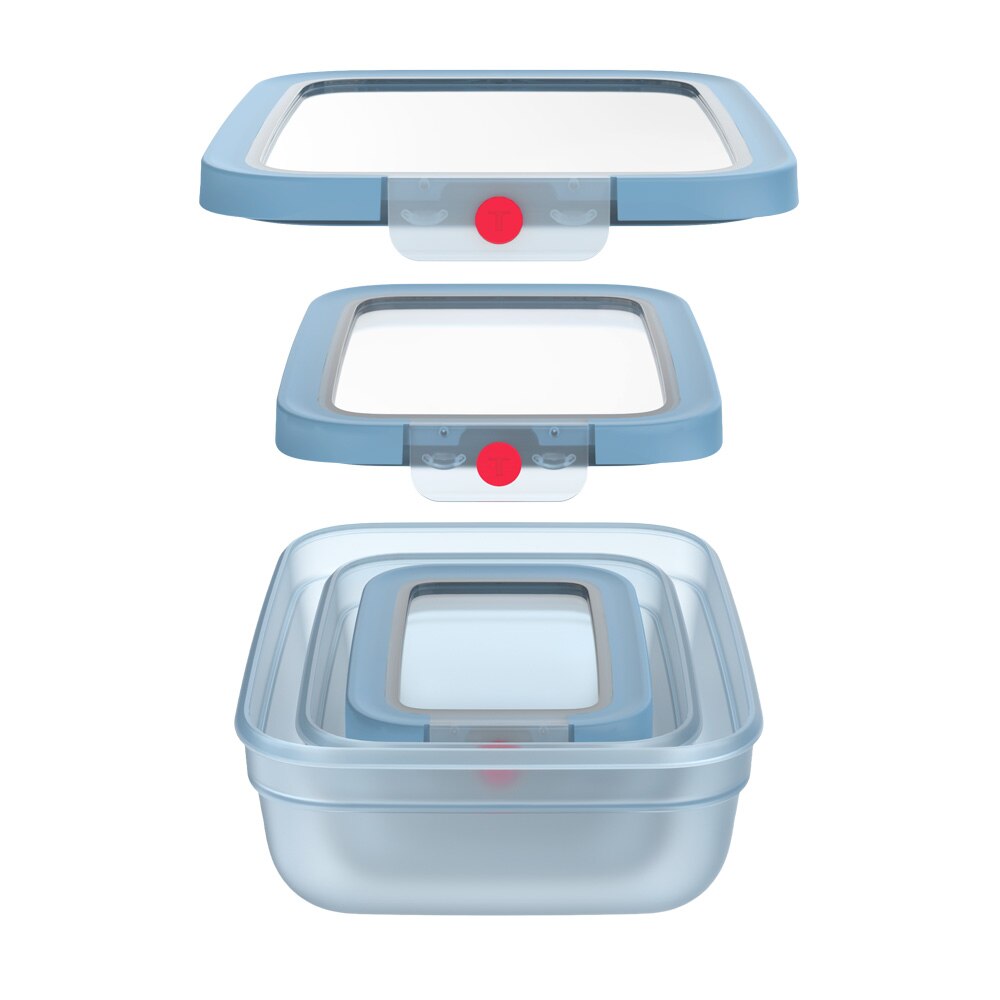 Set caserole TEFAL Oneclick N1230210, 3 piese, 0.5-2.3l, plastic, albastru