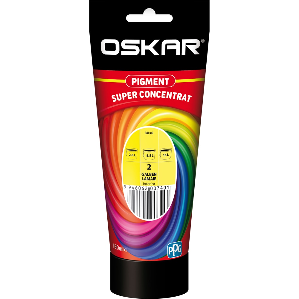 Pigment super concentrat OSKAR 2, interior/exterior, 180ml, galben lamaie