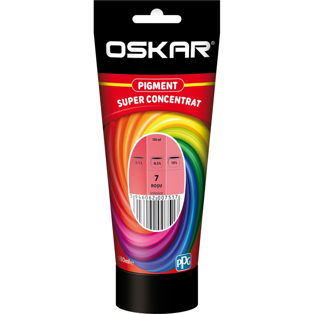 Pigment super concentrat OSKAR 7, interior/exterior, 180ml, rosu