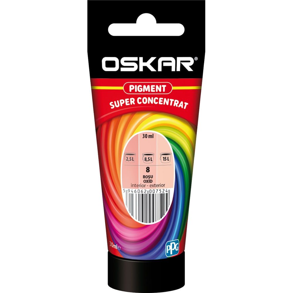 Pigment super concentrat OSKAR 8, interior/exterior, 30ml, rosu oxid