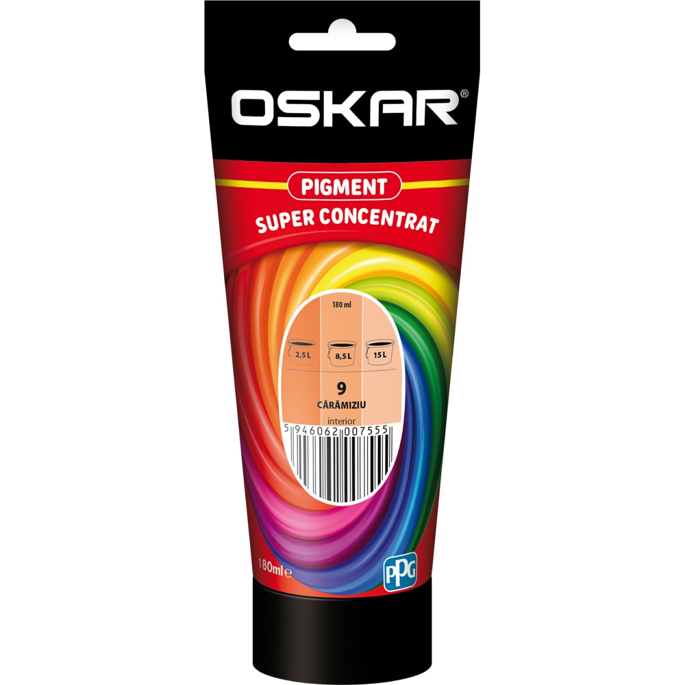 Pigment super concentrat OSKAR 9, interior/exterior, 180ml, caramiziu