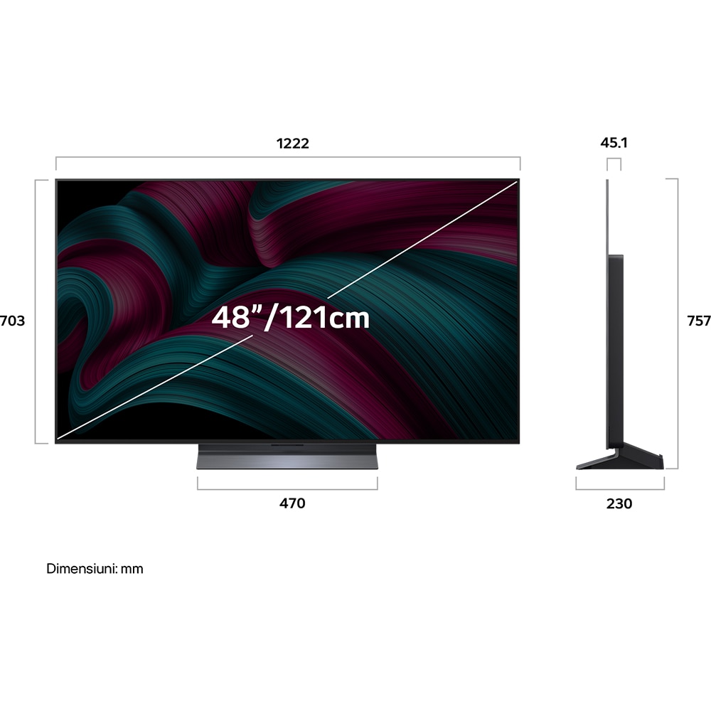 Televizor OLED Evo Smart LG 48C51LA, Ultra HD 4K, HDR, 121cm