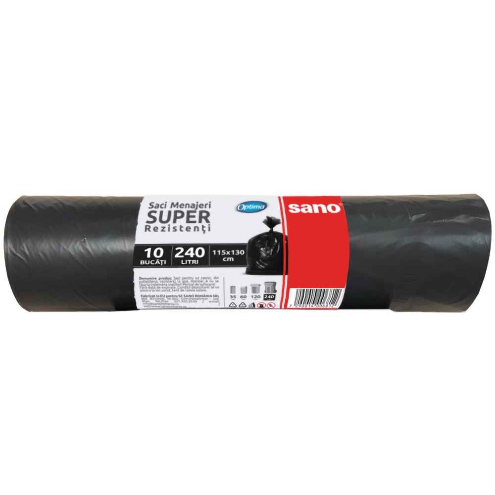 Saci menajeri SANO Optima, 10 bucati, 240 l, negru